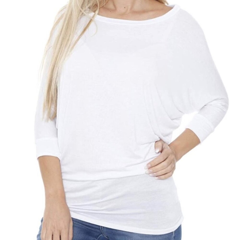 NWT White Mark White Dolman Sleeve Supersoft Stretchy Top Casual Women's 2XL
